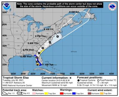 Hurricane Elsa Map