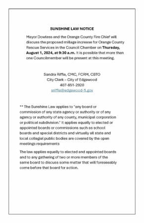 Sunshine law meeting announcement